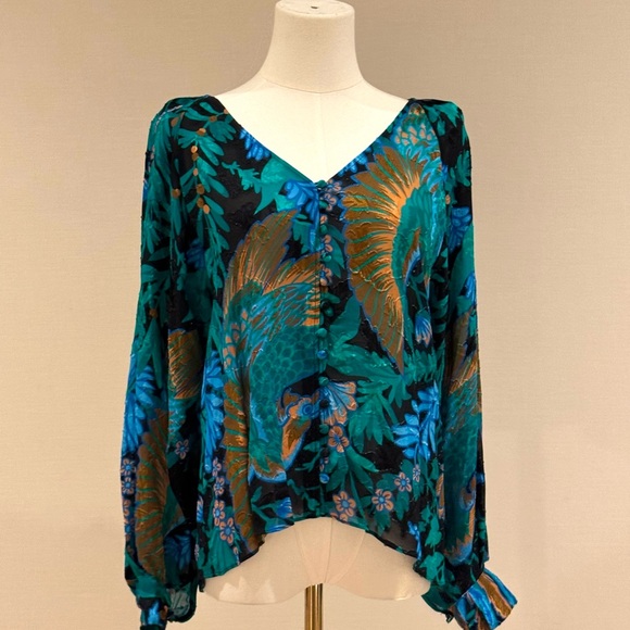 Sezane Erica Blouse Tropical Print Size 36 - Picture 2 of 9